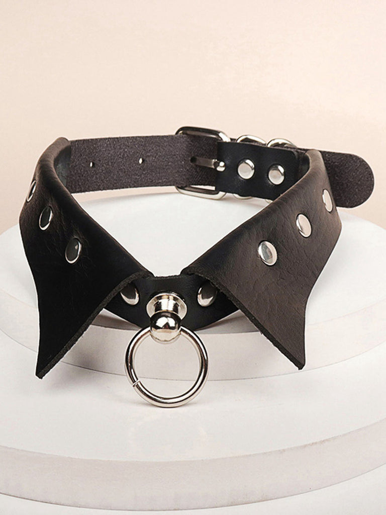 She adds this Halloween Gothic Faux Leather Collar Choker Necklace and suddenly it's vintage perfection