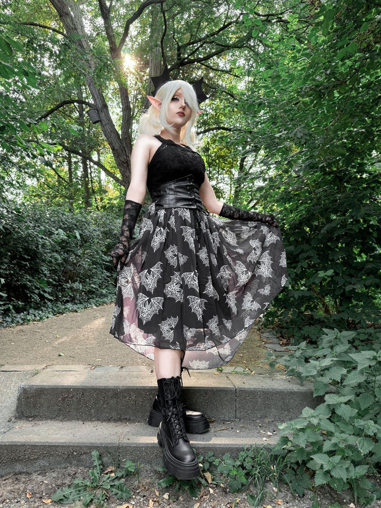 She slips into this Halloween Gothic Steampunk Lace Dress and suddenly it's a vintage daydream