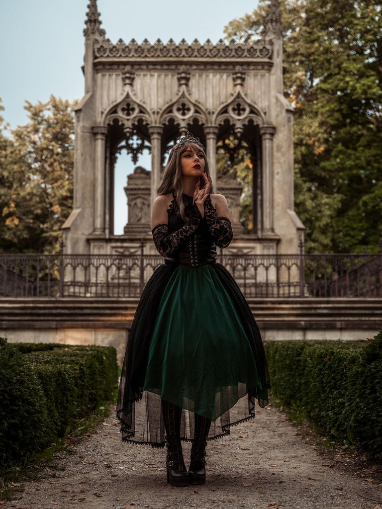 She slips into this Halloween Gothic Steampunk Lace Dress and suddenly it's a vintage daydream