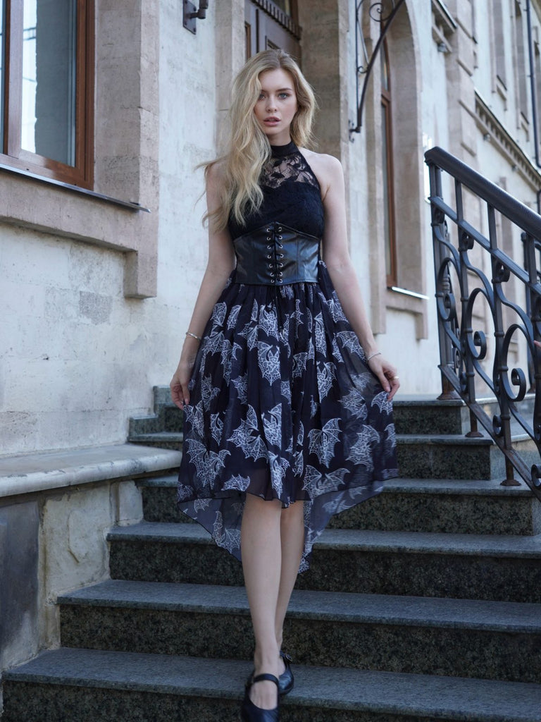 She slips into this Halloween Gothic Steampunk Lace Dress and suddenly it's a vintage daydream