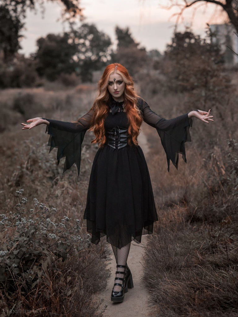 She slips into this Halloween Gothic Steampunk Lace Dress and suddenly it's a vintage daydream