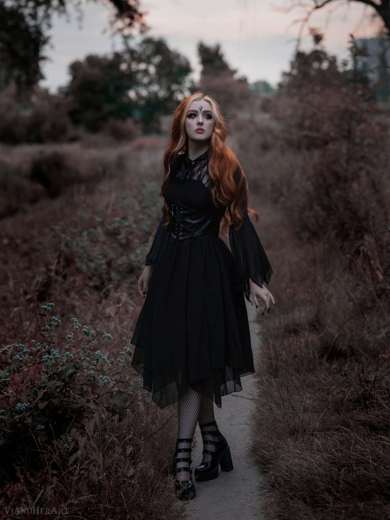 Halloween Gothic Steampunk Lace Dress: where vintage romance meets her modern spirit