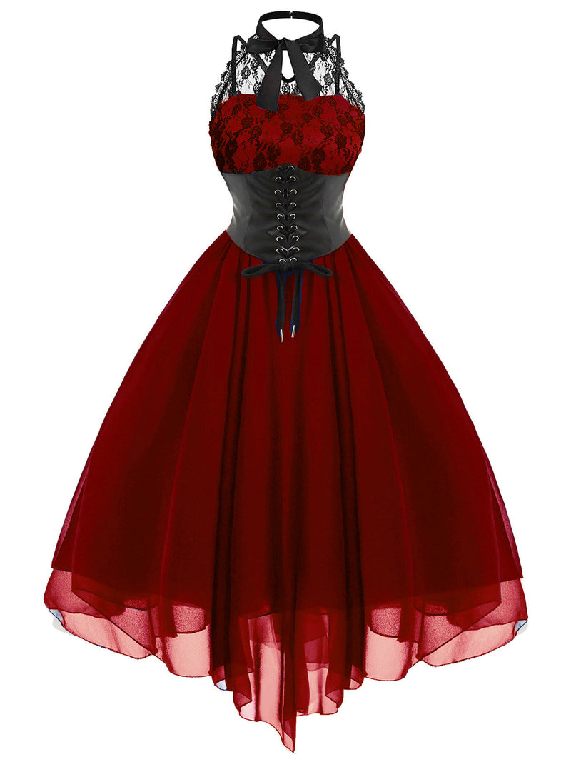 steampunk lace dress Amazon.com: Scarlet Darkness Medieval Dress for Women Lace Up High Low Dress Steampunk Costume Green S : Clothing, Shoes & Jewelry