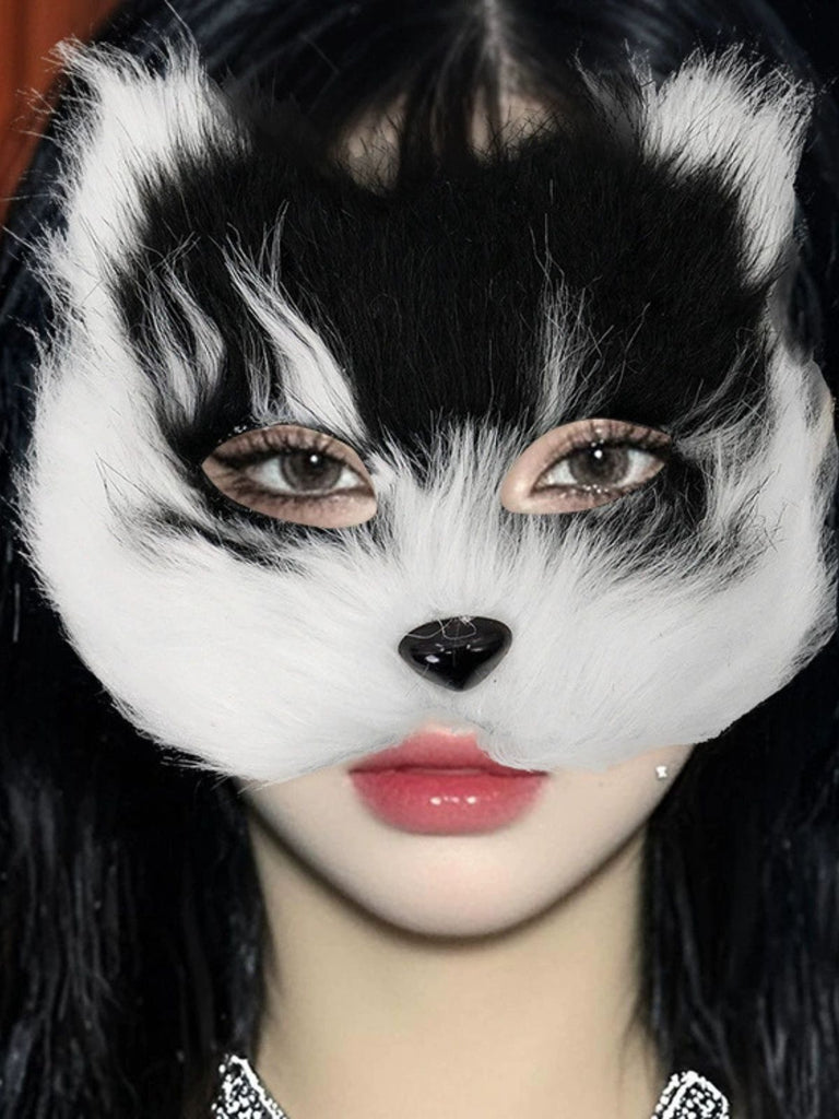 Halloween Party Furry Fox Mask - vintage fashion, retro style