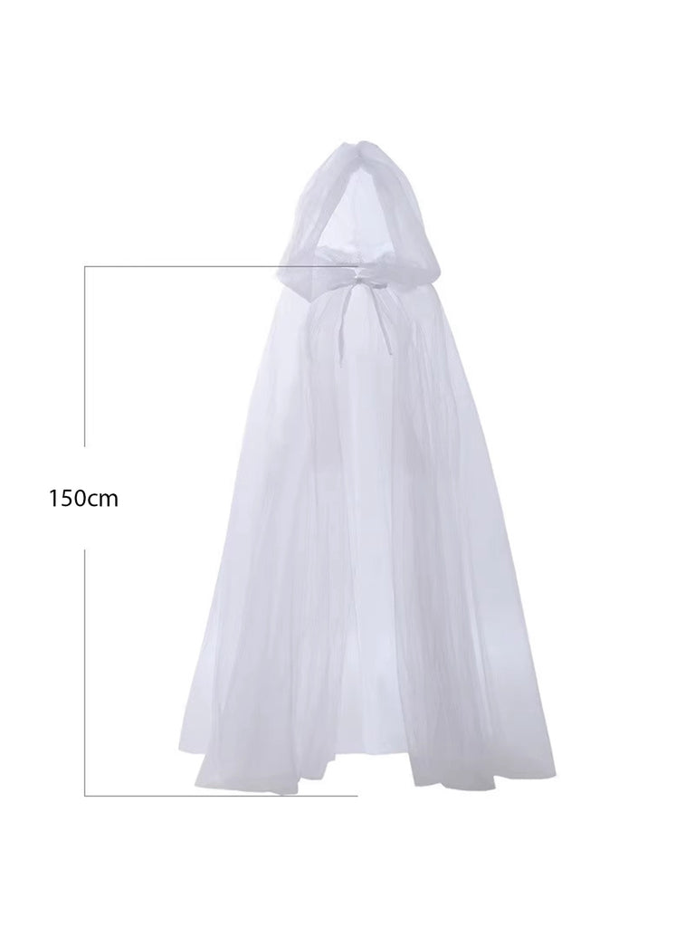 Halloween Retro Gothic Tulle Hooded Cape Cloak — 1950s sophistication that wraps her in quiet power