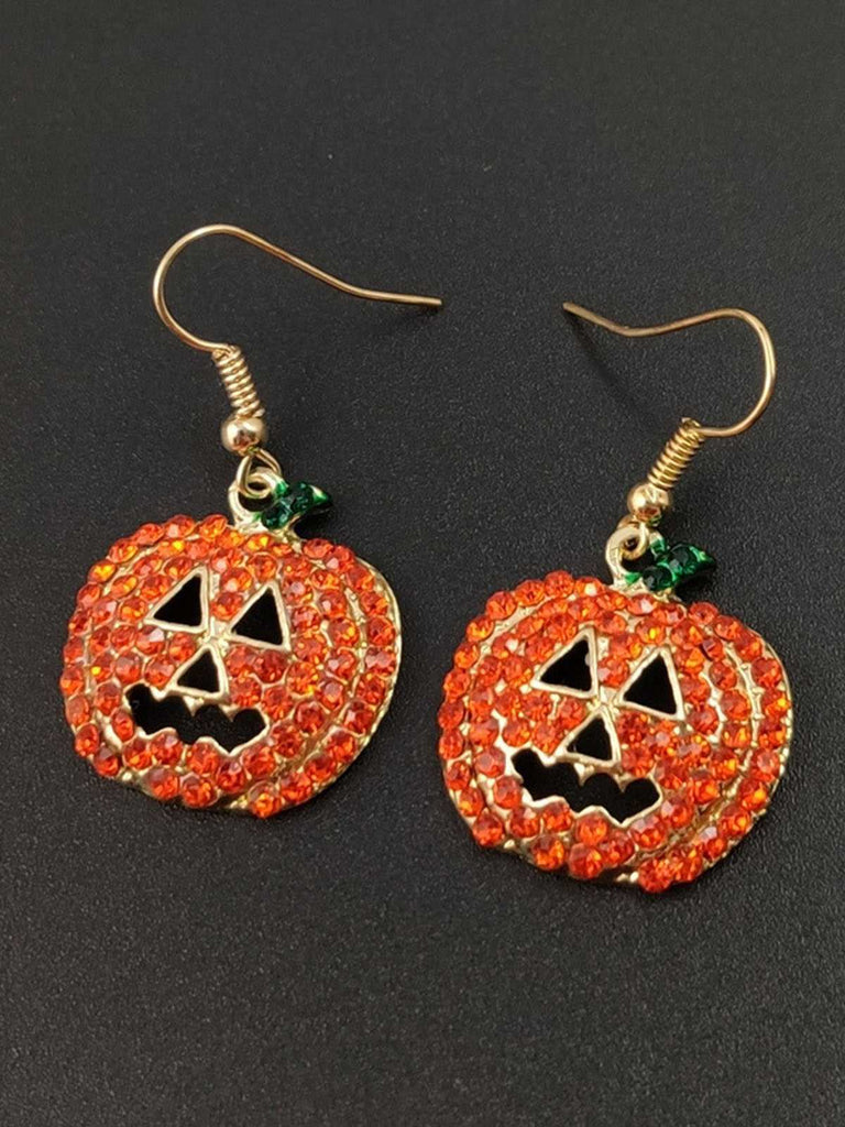 Halloween Rhinestones Grimace Pumpkin Earrings — the vintage finishing touch that makes her outfit sing