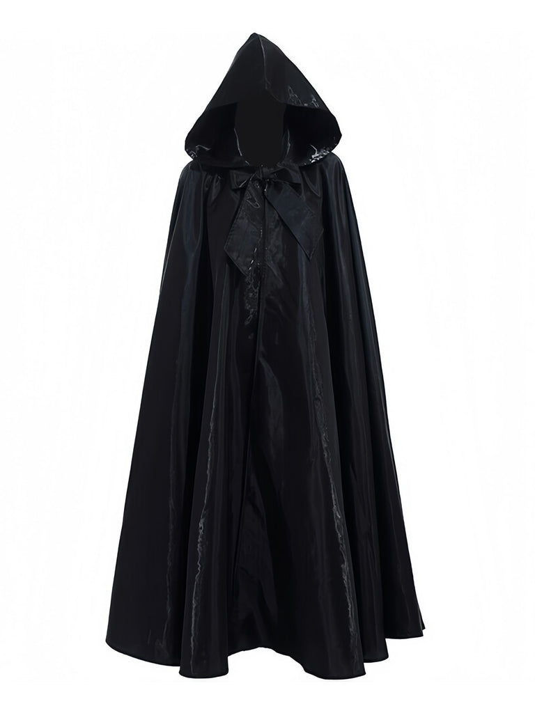 Halloween Solid Tie Hooded Cape Cloak - vintage fashion, retro style