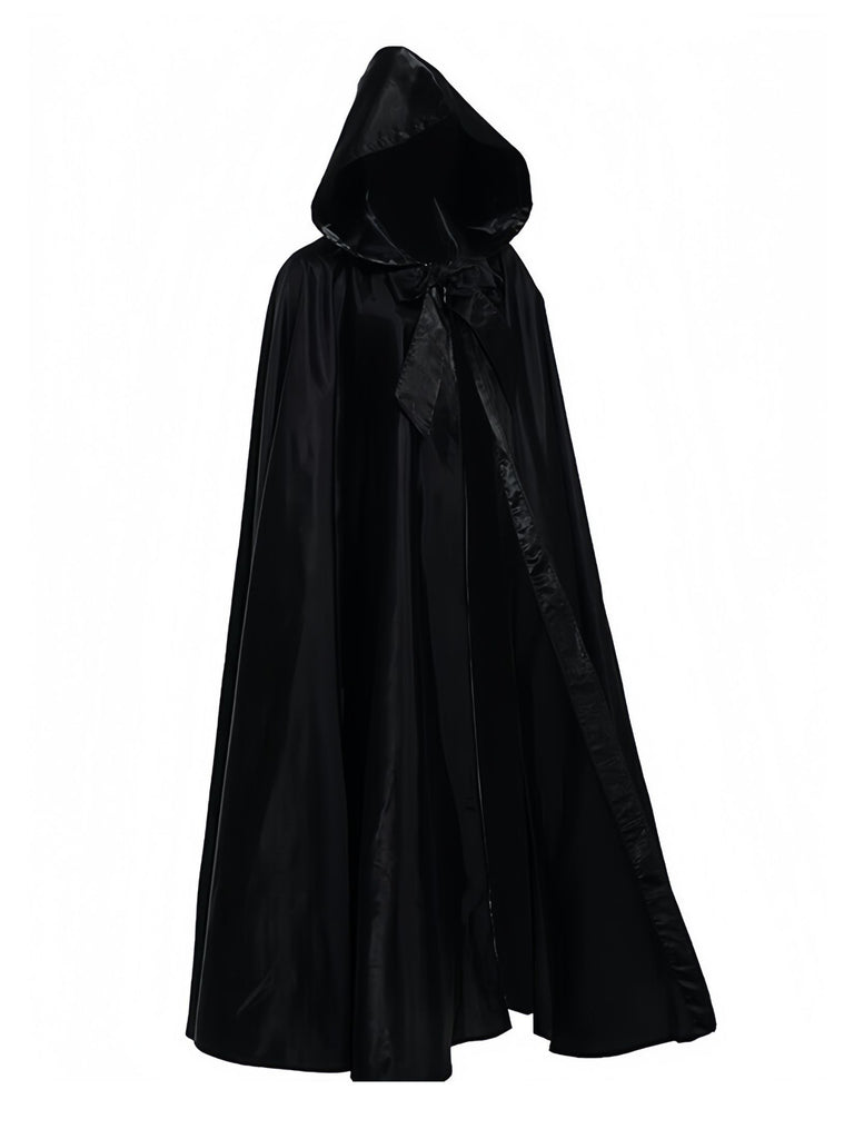 Halloween Solid Tie Hooded Cape Cloak - vintage fashion, retro style
