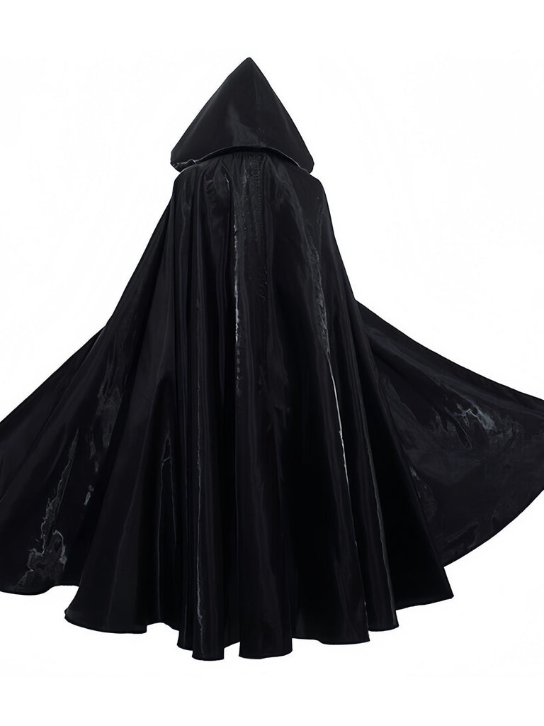 Halloween Solid Tie Hooded Cape Cloak - vintage fashion, retro style