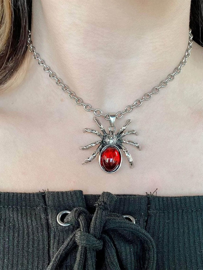 Halloween Spider Blood Drop Pendant Necklace, vintage fashion, retro style - perfect for women who love vintage and retro fashion