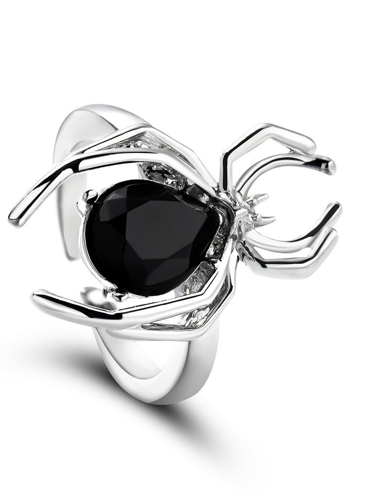 Halloween Spider Gemstone Adjustable Ring - vintage fashion, retro style