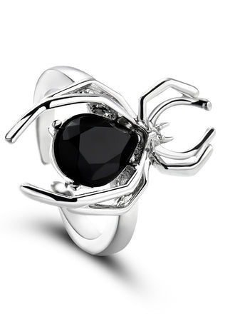 Halloween Spider Gemstone Adjustable Ring - vintage fashion, retro style