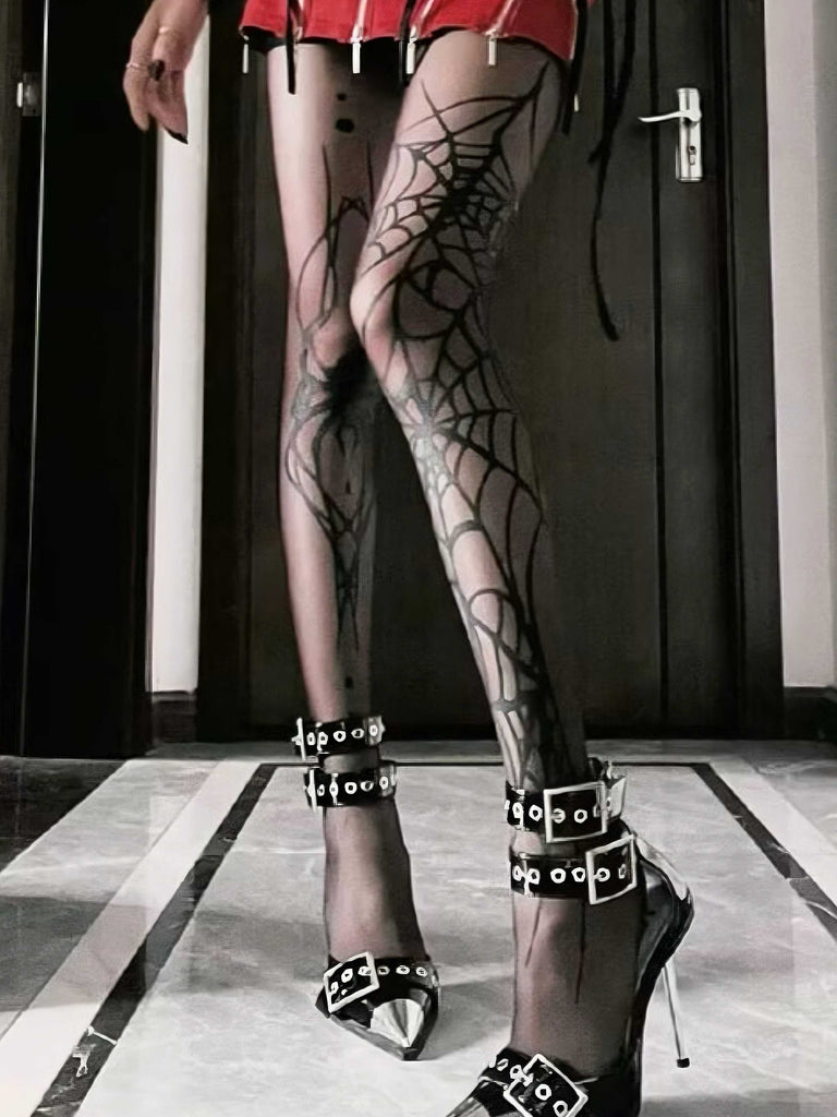 Halloween Spider Web Gothic Stockings - vintage fashion, retro style