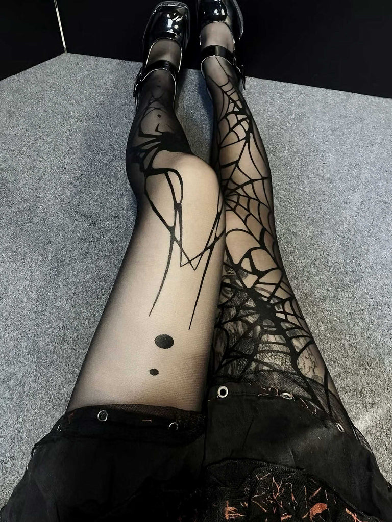 Halloween Spider Web Gothic Stockings - vintage fashion, retro style