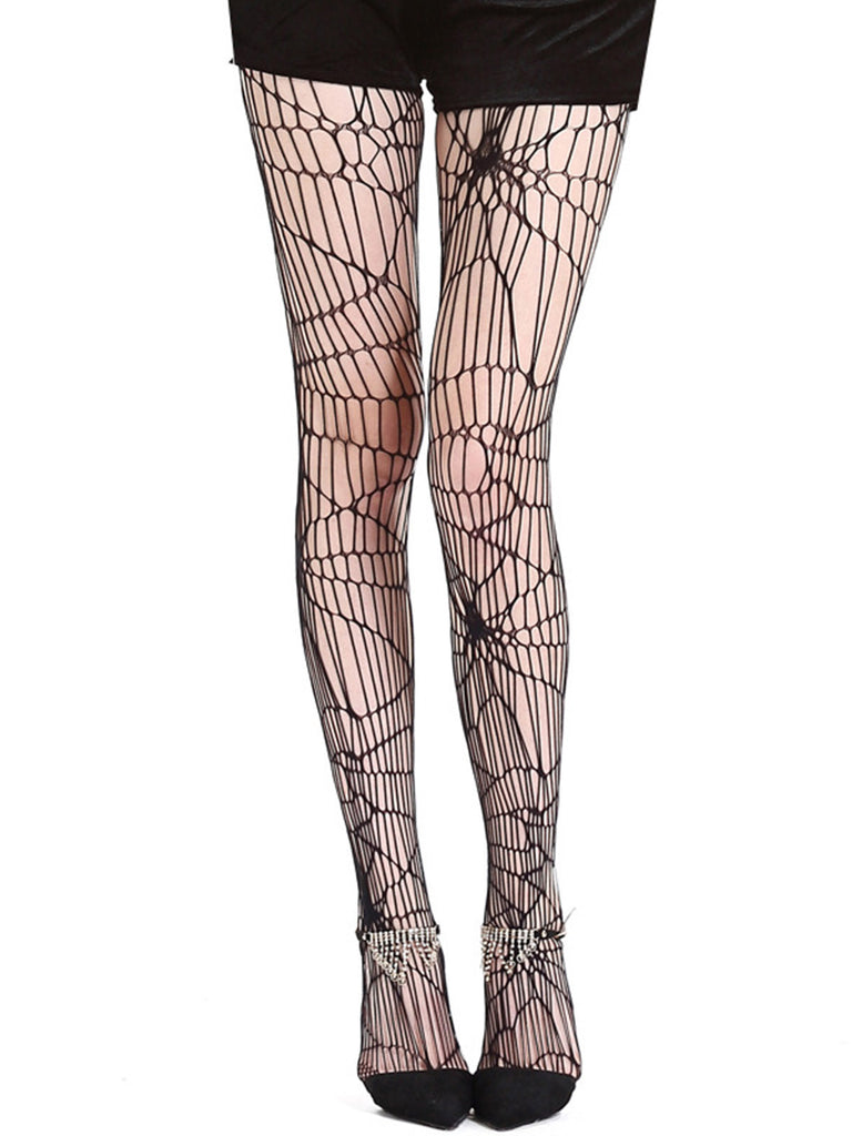 She walks in these Halloween Spider Web Pantyhose and the world follows