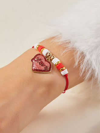 Heart Love Adjustable Woven Valentine's Day Bracelet - vintage fashion, retro style