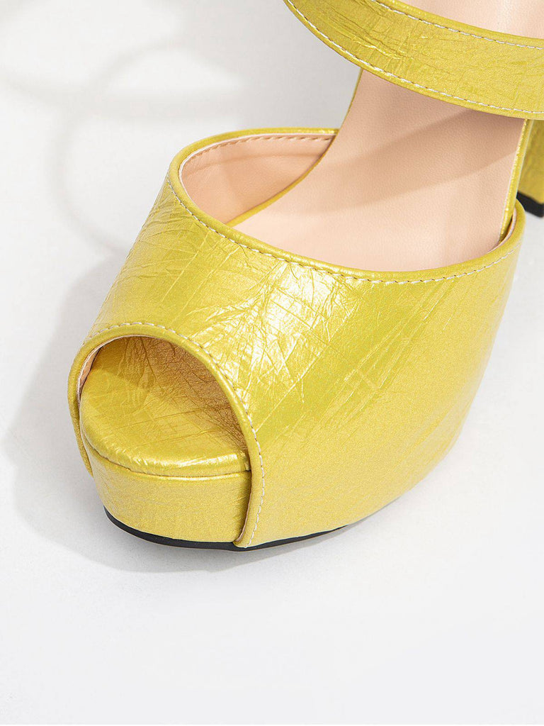 Vintage Valentine's Day PU Leather Chunky High Heels - vintage shoes, retro heels