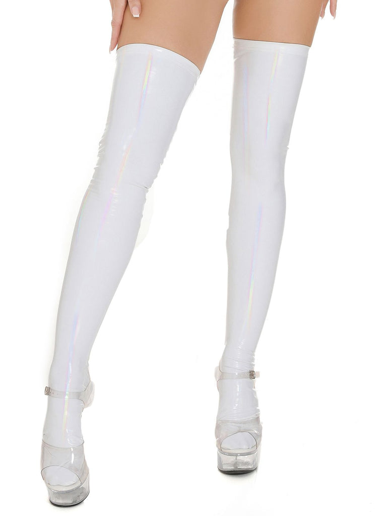 High-Shine Leather Thigh High Stockings: timeless vintage elegance she makes her own
