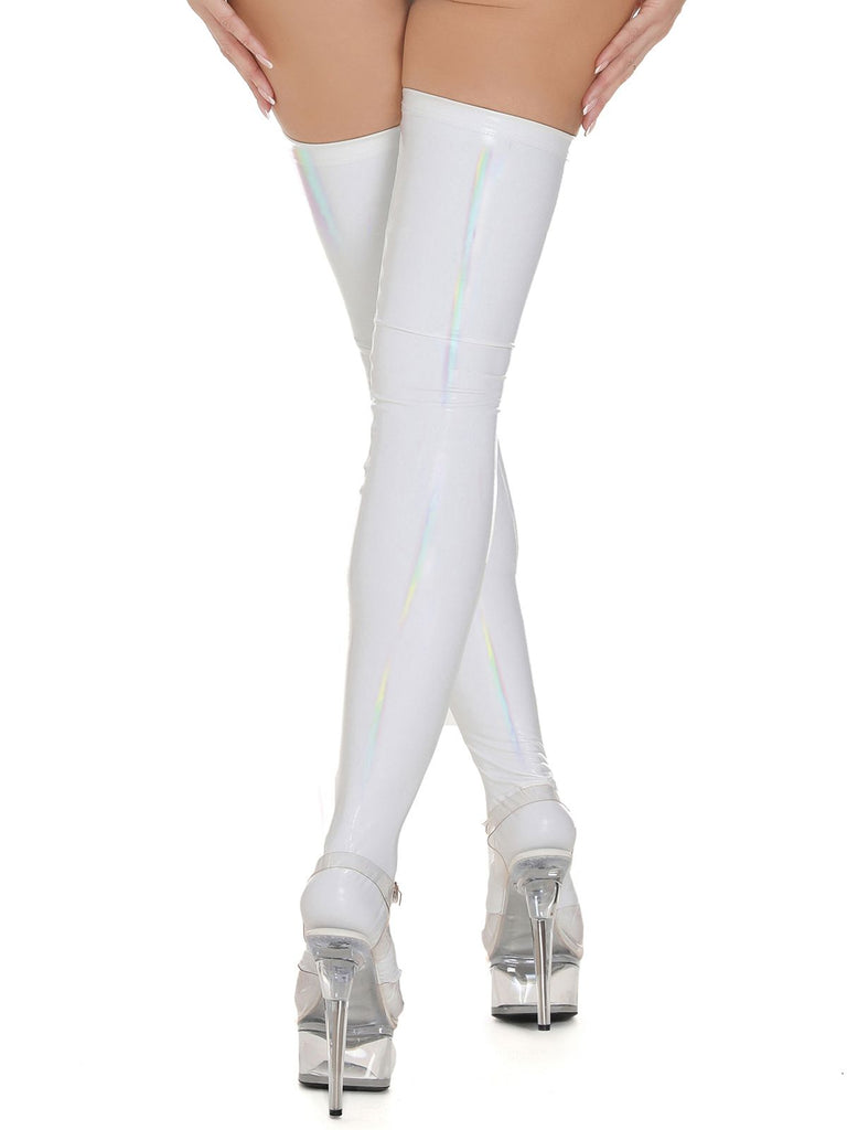 High-Shine Leather Thigh High Stockings — vintage style that transcends decades