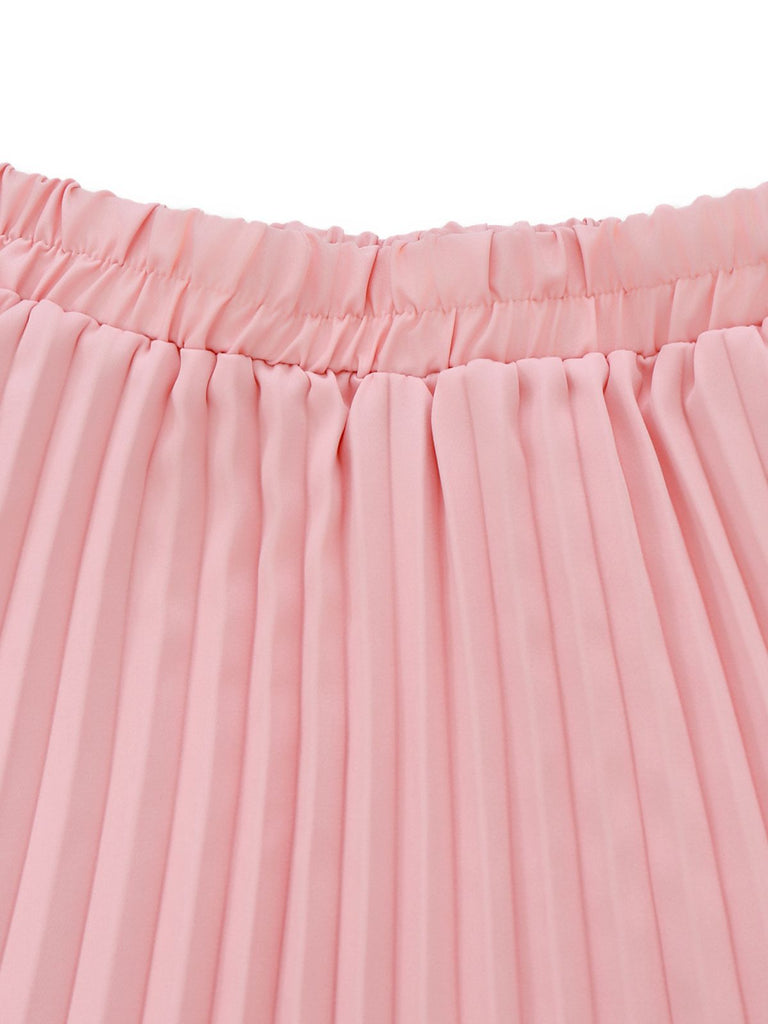 2PCS 1930s Sleeveless Boat Neck Knit Top & Pleated Maxi Skirt