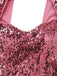 Pink 1920s Sequin Cap-Sleeve High Slit Maxi Dress