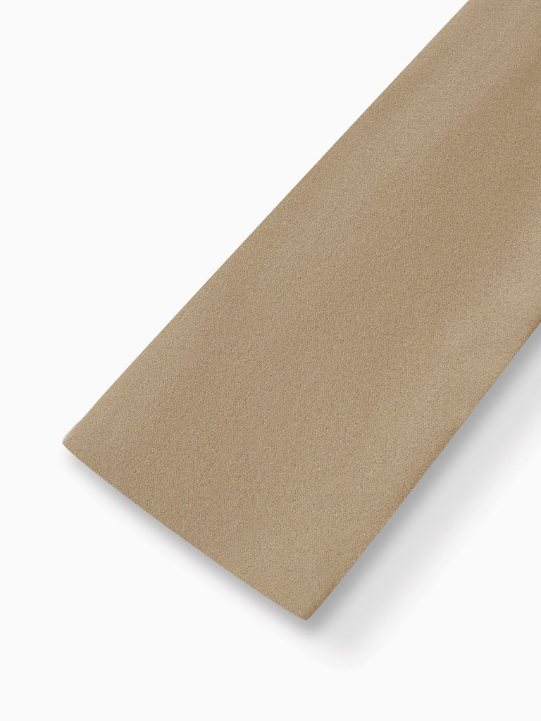 Khaki 1920s Solid Fur Collar Belted Coat