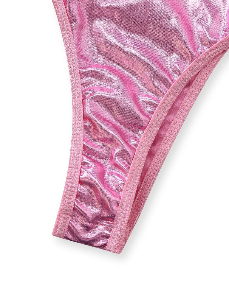 1980s Patent Leather Halter Lace-Up Bodysuit Lingerie Set