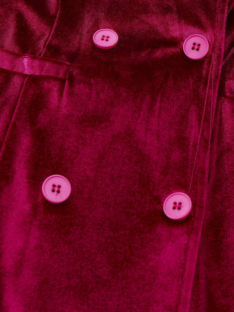 1960s Solid Velvet Long Sleeve Blazer Dress