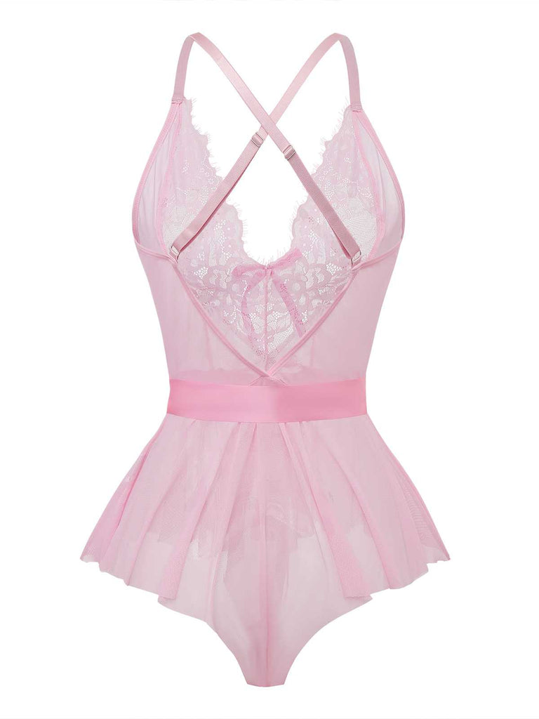 1970s Slip Floral Lace Bow Nightgown