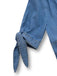 Blue 1940s V-Neck Knot Cuff Denim Dress
