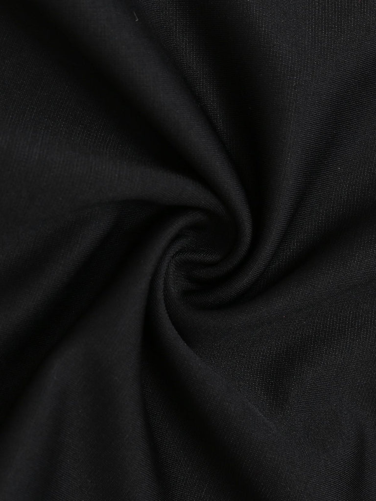 Black 1930s Sequined Belt Deep V-Neck Jumpsuit