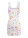 1980s Colorful Floral Sequined Slit Bodycon Dress