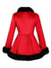 Red 1970s Christmas Fur-Trim Lace Up Velvet Dress