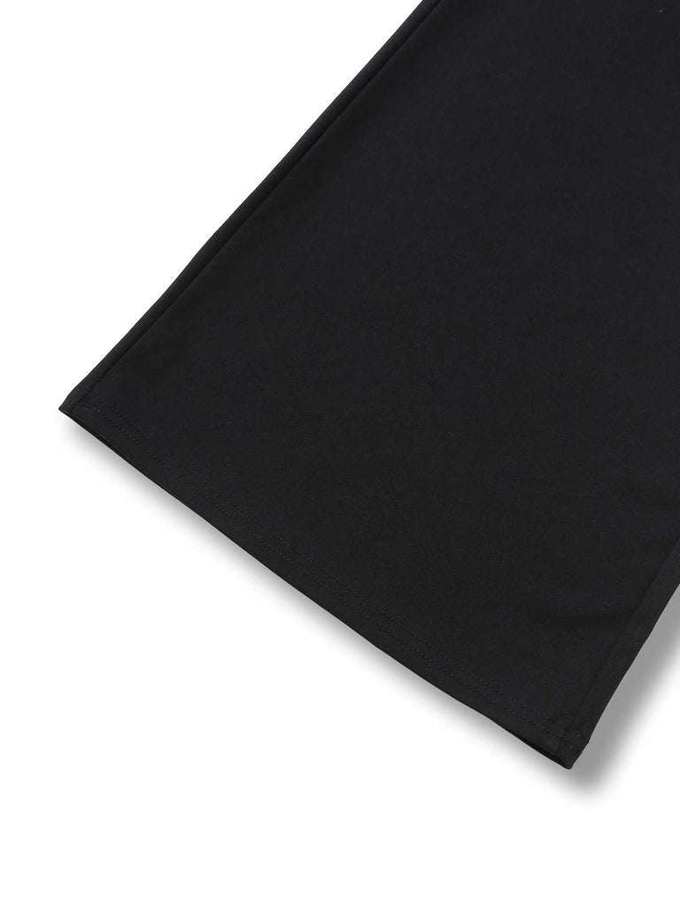 1970s Off-Shoulder Deep-V Contrast Jumpsuit