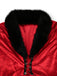 Red 1970s Christmas Fur-Trim Lace Up Velvet Dress