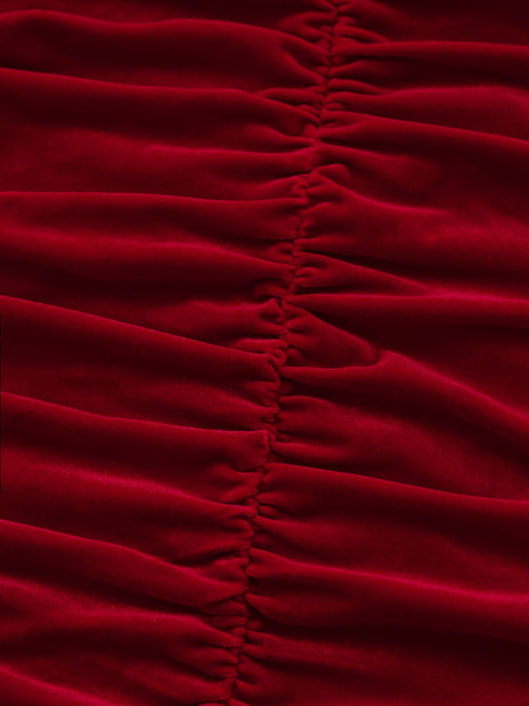 1980s Velvet Corset Ruched Sweetheart Mini Dress