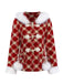 [Pre-Sale] Red 1940s Detachable Fur Collar Plaid Fleece Coat