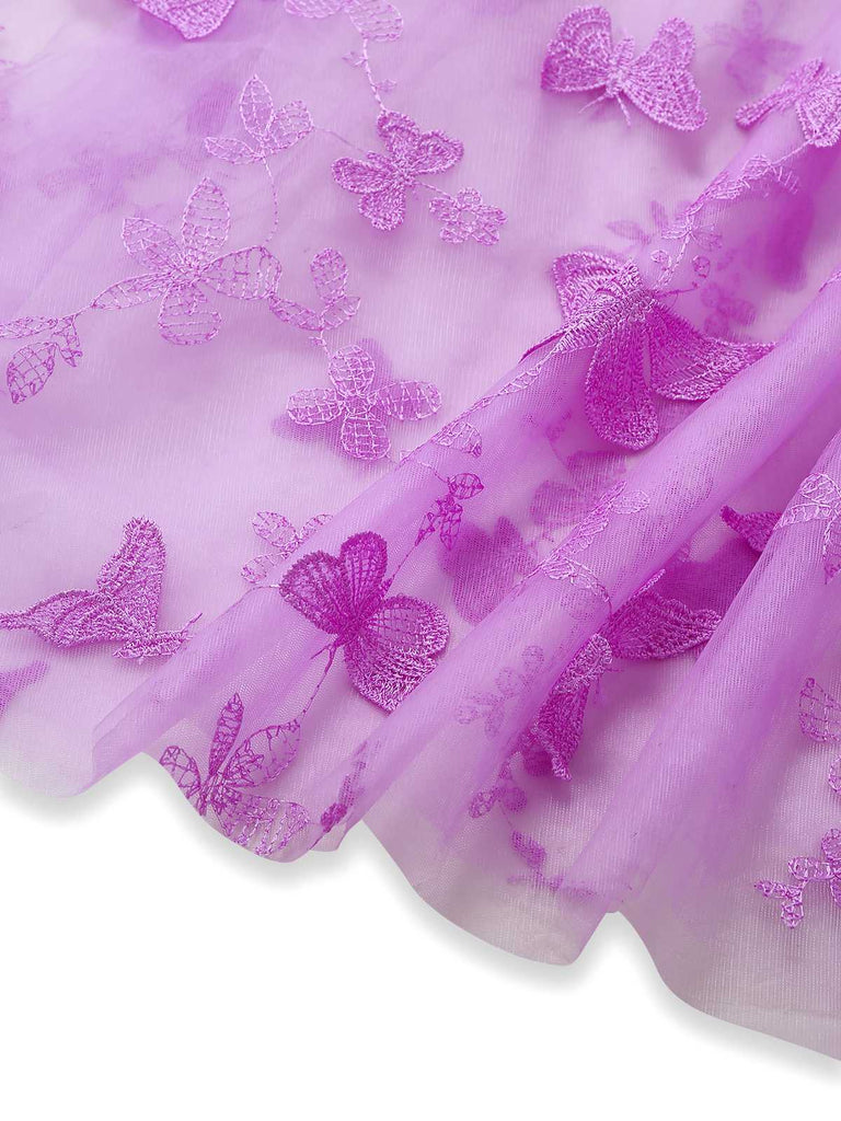 1930s Spaghetti Strap 3D Butterflies Mesh Maxi Dress