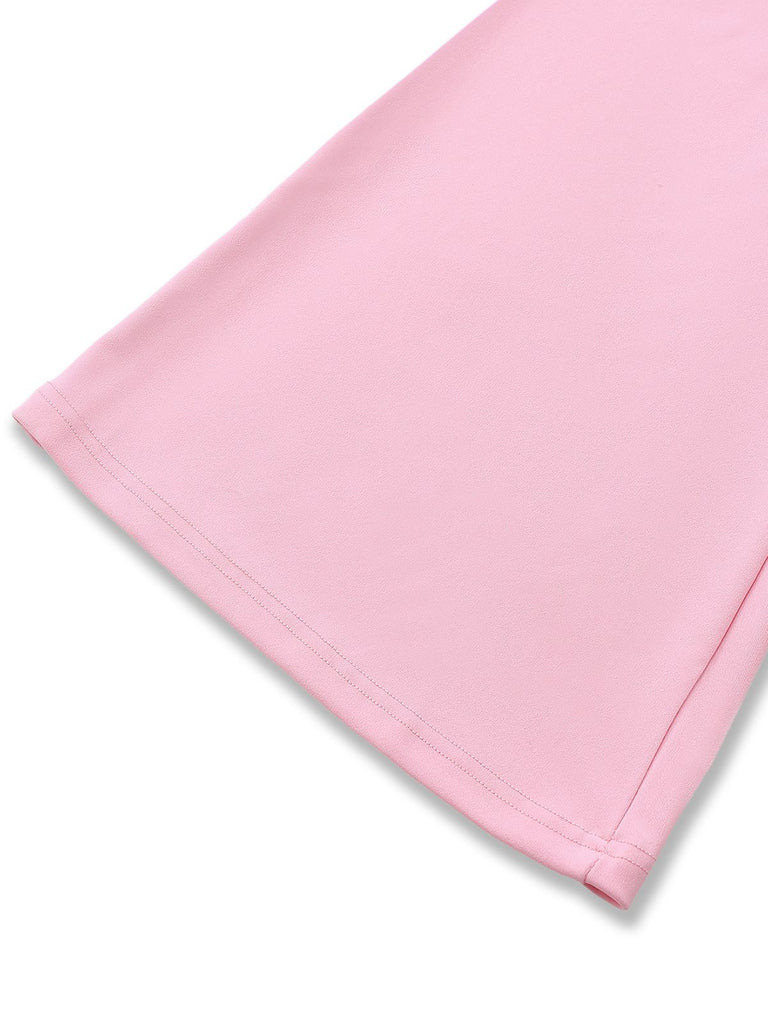 Pink 1970s Sequin Feather -Sleeve Wide-Leg Jumpsuit