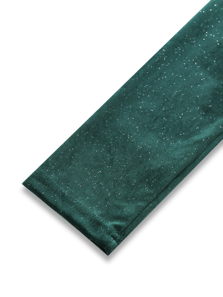 1960s Solid Velvet Long Sleeve Cowl Neck Dress