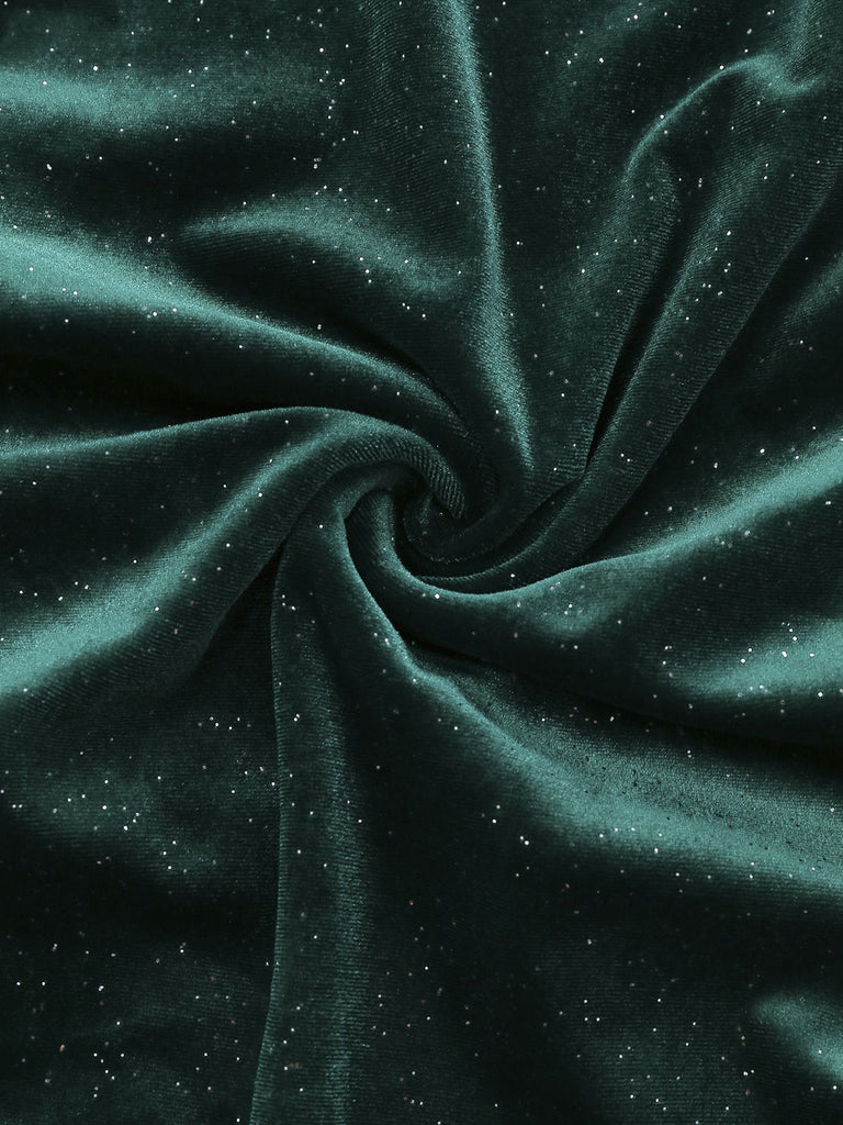 1960s Solid Velvet Long Sleeve Cowl Neck Dress