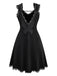 Black 1950s Solid Butterfly Backless Nightdress