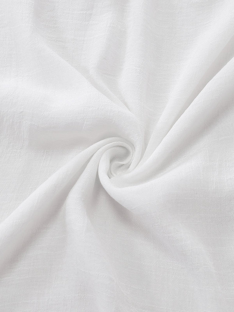 1930s Solid V-Neck Rayon Slub Beach Cover-Up