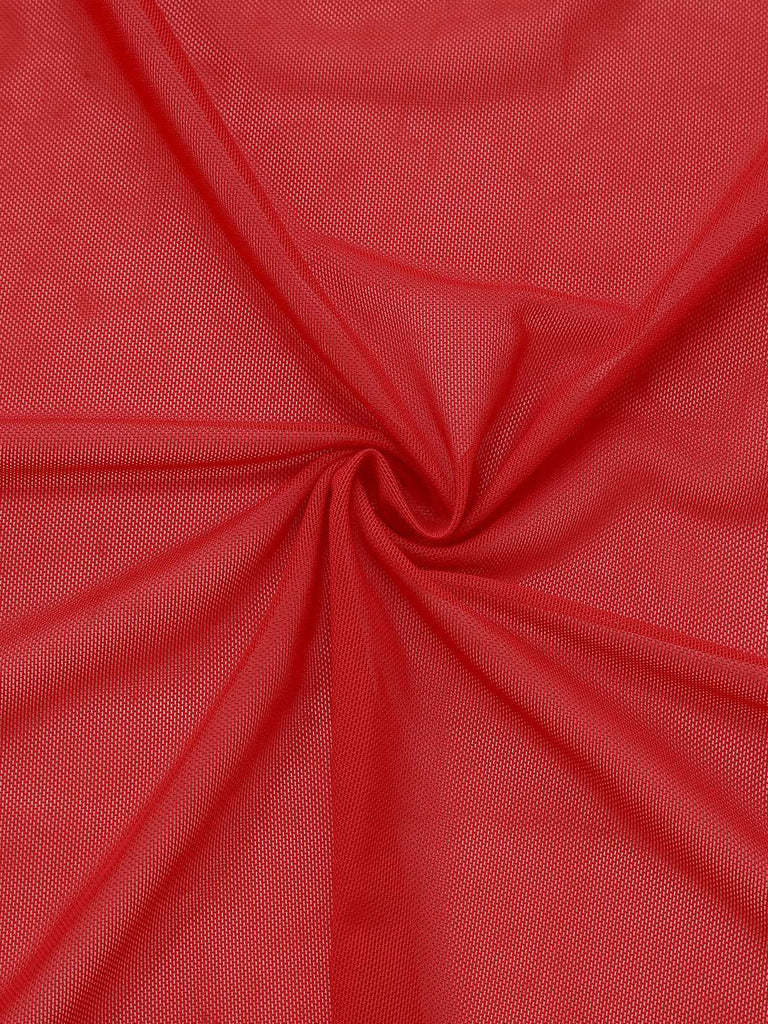 Red 1970s Sheer Babydoll Lingerie Set With Pom Pom