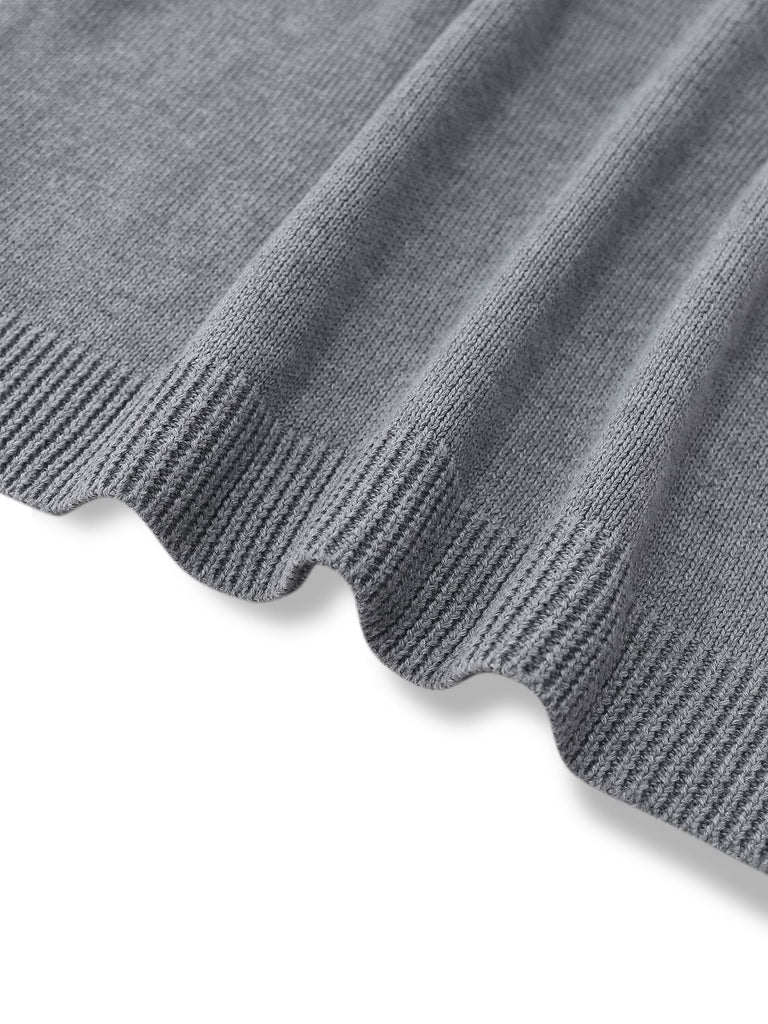 2PCS 1960s Knit Turtleneck Sweater & Pleated Skirt