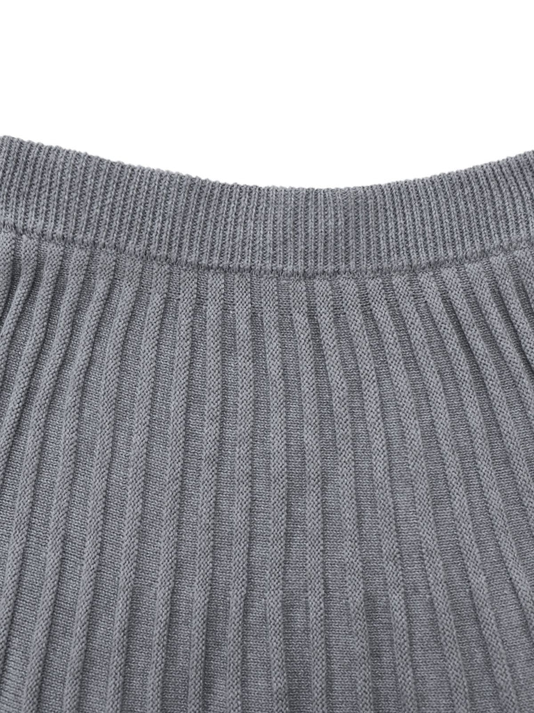 2PCS 1960s Knit Turtleneck Sweater & Pleated Skirt
