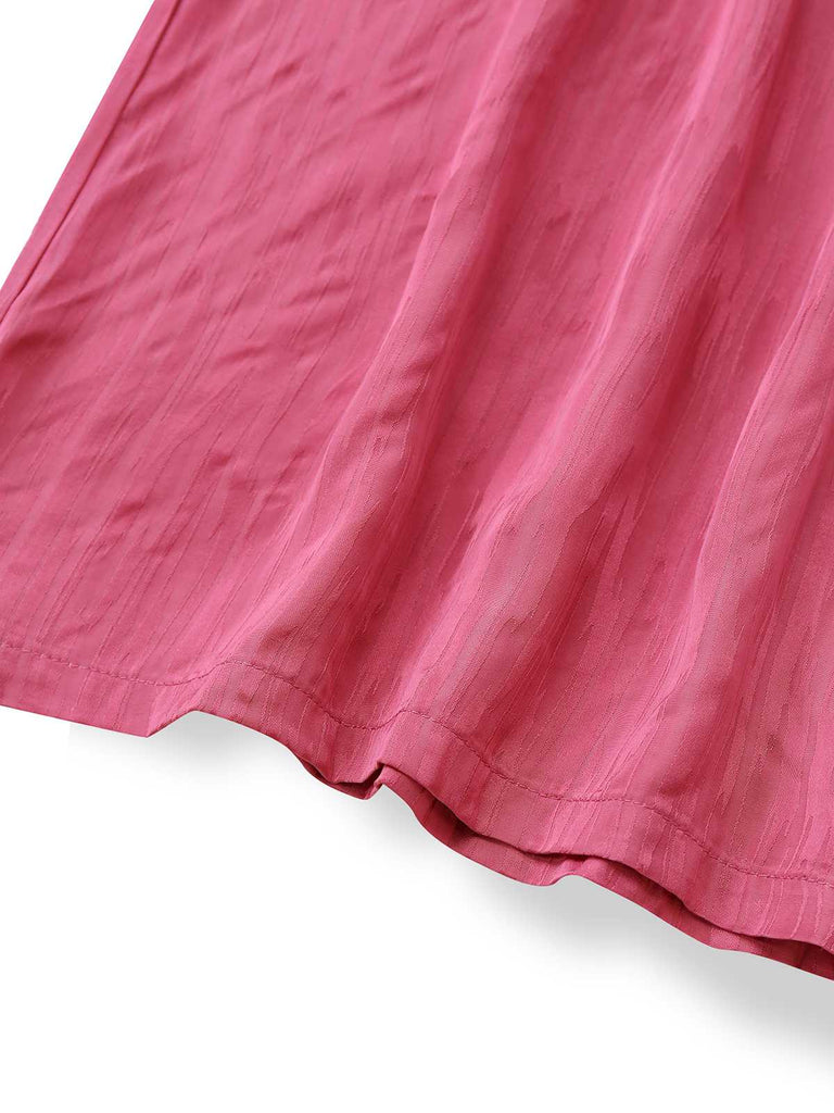 Pink 1970s Halter Lapel Satin Jumpsuit