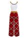 1960s Bow Christmas Plaid Patchwork Jumpsuit