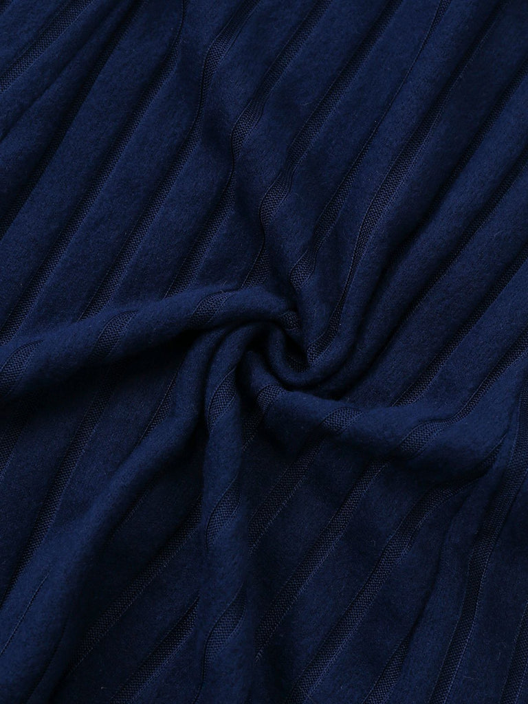 2PCS 1940s Ribbed Knit Cut-Out Hoodie Dress