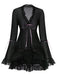 Black 1970s Bowknot Ruffled Sheer Nightdress